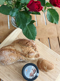 High angle view of food on table