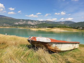 Scenic view of lake against sky