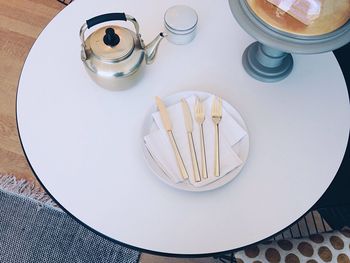 High angle view of table setting 