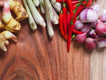 Close-up of chopped vegetables on table