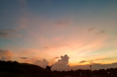 Low angle view of silhouette trees against sky during sunset