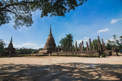 Panoramic view of temple building against sky