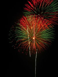 Low angle view of firework display at night