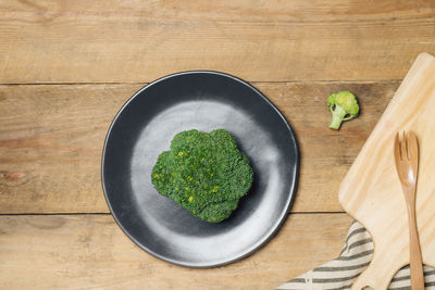 High angle view of vegetables in bowl on table