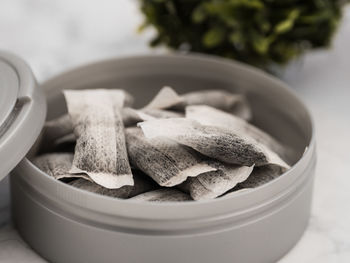 Close-up of ice cream in bowl on table