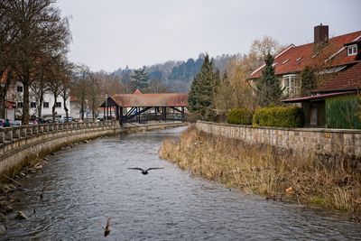 View of river along buildings