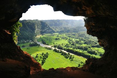 High angle view of landscape seen from cueva ventana 