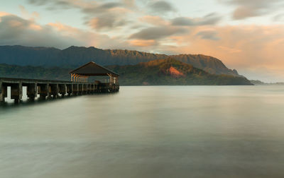 Scenic view of sea against sky during sunset