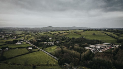 High angle view of landscape against sky