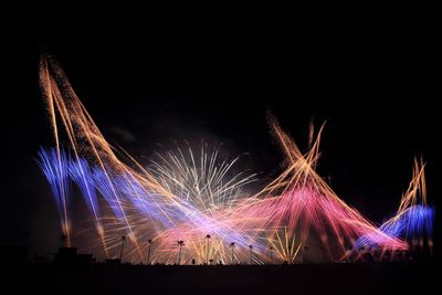 Firework display at night