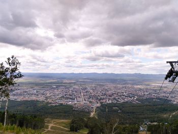 Aerial view of city against sky