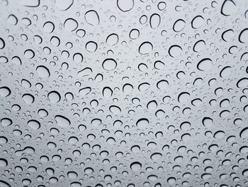 Full frame shot of raindrops on glass window