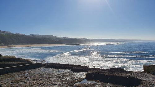 Scenic view of sea against clear sky