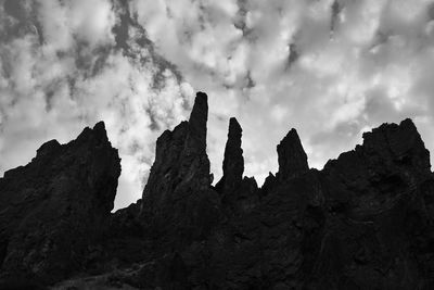 Low angle view of rocks against sky