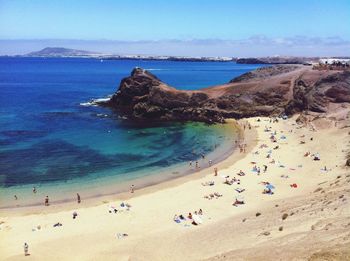 High angle view of people on beach