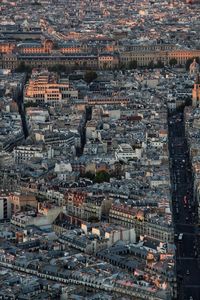 High angle view of city buildings