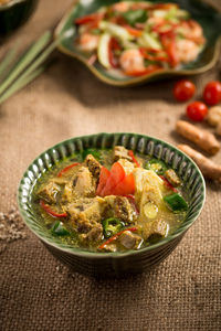 Close-up of soup in bowl