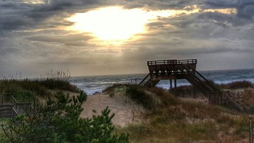 Scenic view of sea at sunset