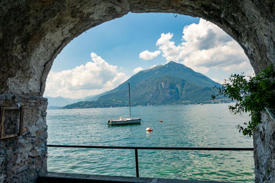 Scenic view of sea against mountain
