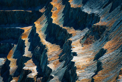 Full frame shot of quarry. rock formation on copper and gold mine