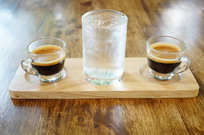 Close-up of coffee served on table