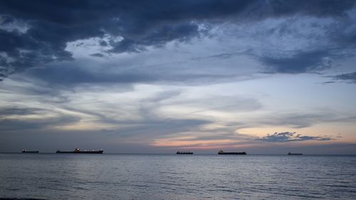 Scenic view of sea against sky during sunset