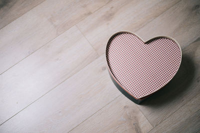 High angle view of heart shape on table