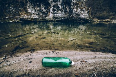 Garbage can on beach