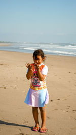 Full length of woman on beach