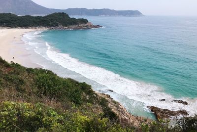 Scenic view of sea and mountains