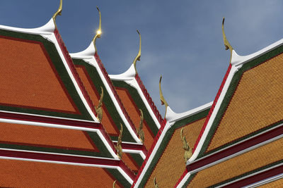 Low angle view of roof of building against sky