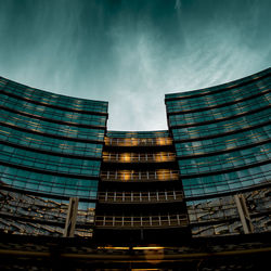 Low angle view of modern building against sky