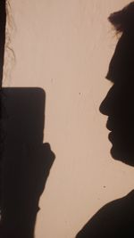 Close-up of man shadow on wall