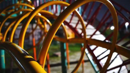 Close-up of playground equipment in the park