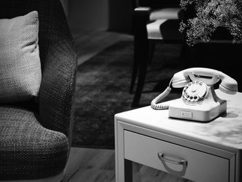 Telephone on table at home