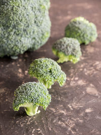 High angle view of chopped vegetables on table