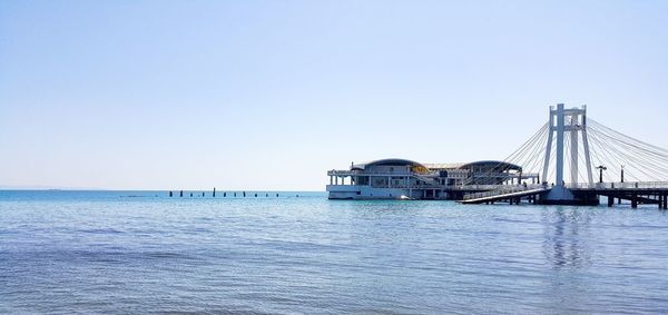 Scenic view of sea against clear sky