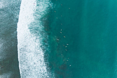 High angle view of pool by sea