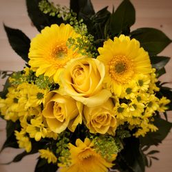 Close-up of yellow rose bouquet