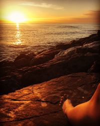 Scenic view of sea during sunset