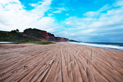 Scenic view of beach against sky