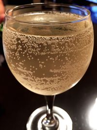 Close-up of beer in glass