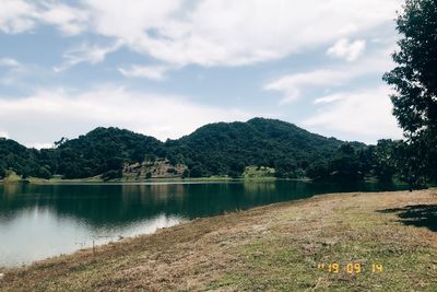 Scenic view of lake against sky