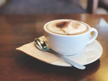 Close-up of coffee on table