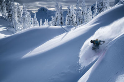 Man skiing in backcountry at mt. baker, washington