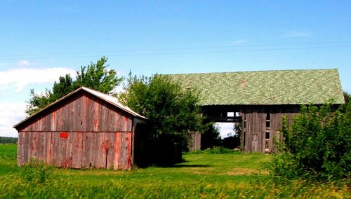 Houses on grassy field