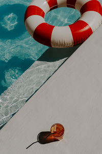 High angle view of red balloon