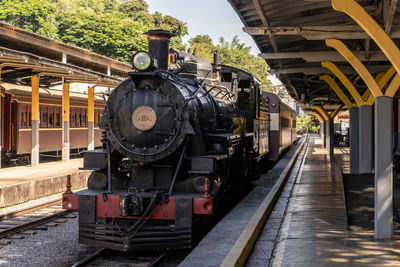 Train on railroad station