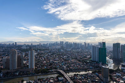 Aerial view of cityscape against sky