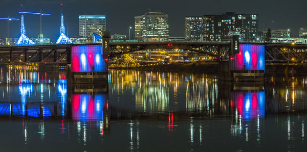 Illuminated city at night